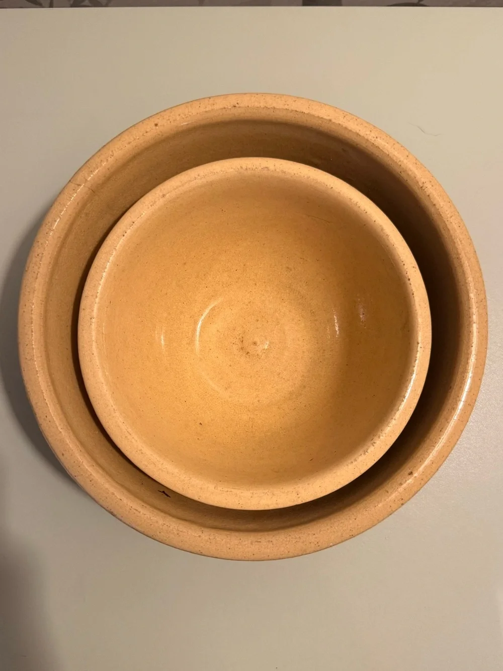 Yellowware Resting Bowls with Brown Stripe